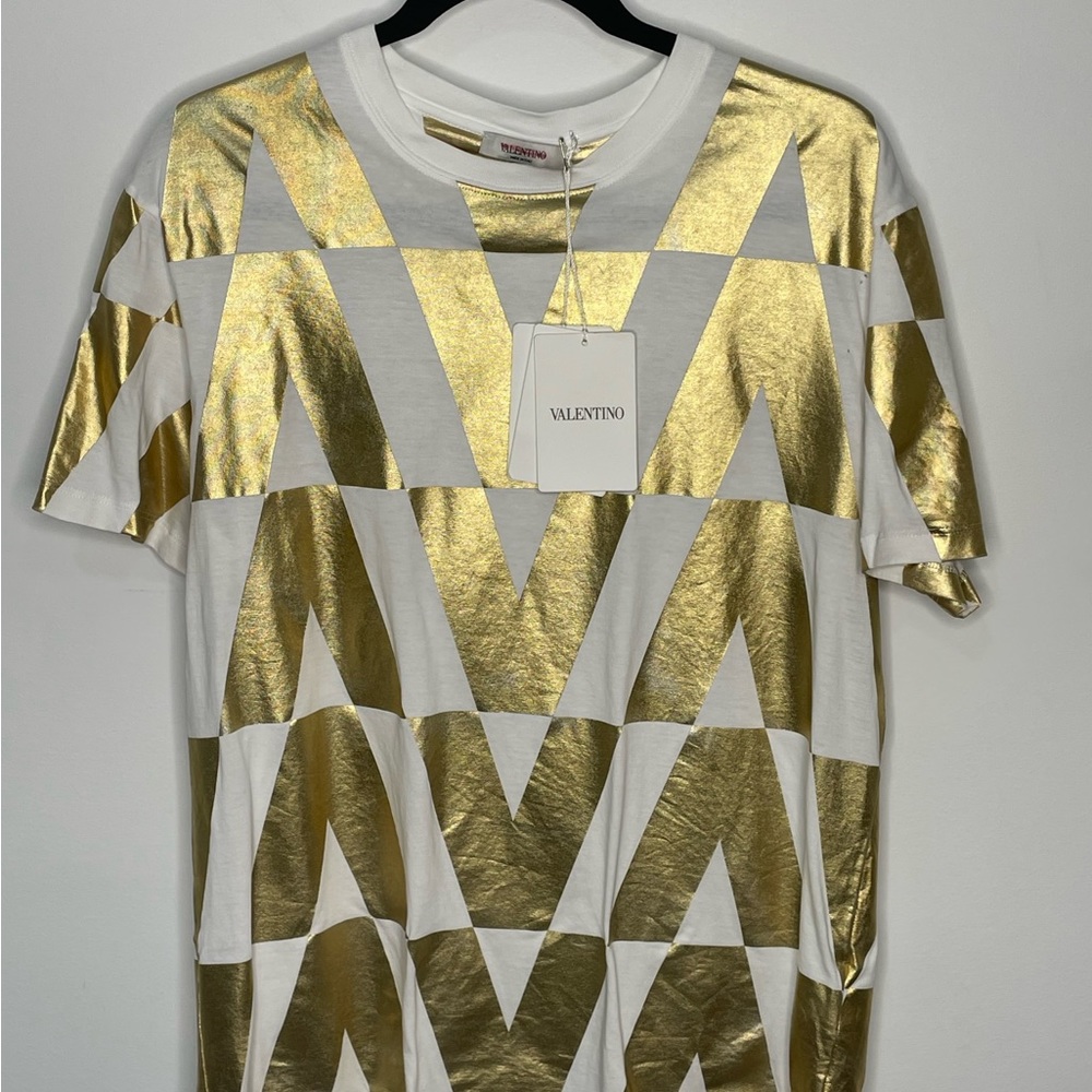 Valentino Garavani Logo-Print T-Shirt White Gold Women’s Medium